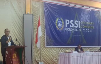 Wakil Bupati Boalemo, Lahmudin Hambali, saat menghadiri agenda Kongres Biasa PSSI Gorontalo, yang digelar di Citra Ayu Hotel, Sabtu 26 April 2024 (Foto: Etnik Media.Id)