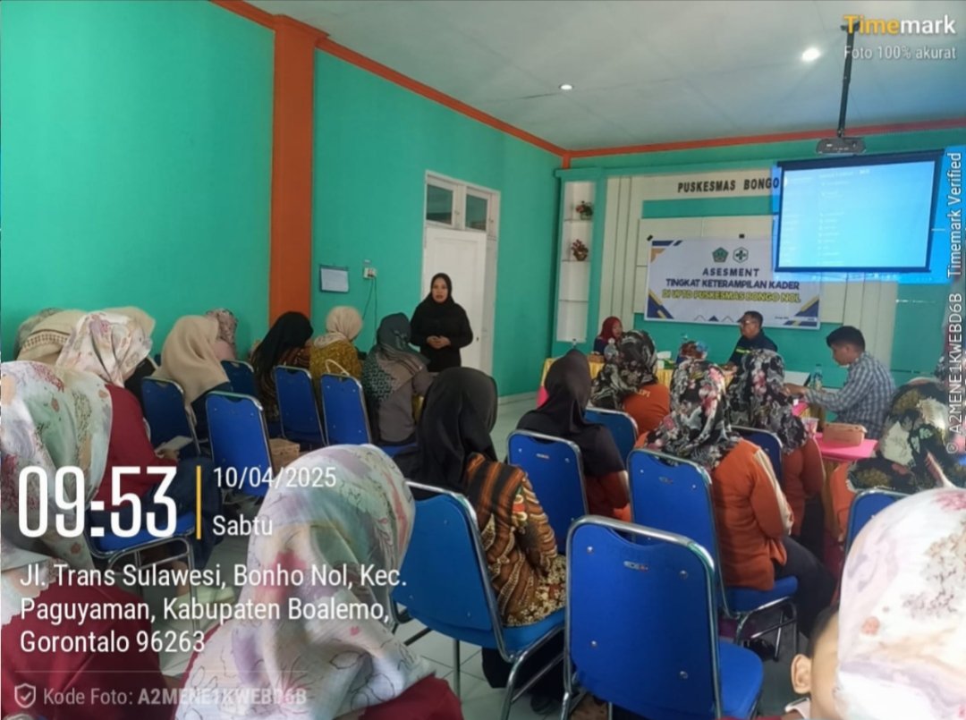 Kegiatan Asesment Keterampilan Kader yang digelar di Aula UPTD Puskesmas Bongo Nol, Sabtu 4 Oktober 2025.