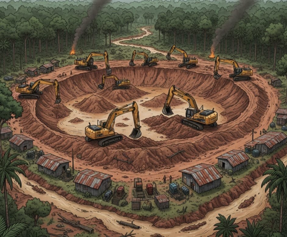 Ilustrasi Pertambangan Emas Tanpa Izin (PETI)