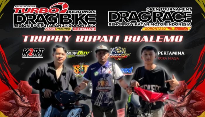 Tim My King Motor & Hoax Racing Botumoito Ambil Bagian di Kejurnas Drag Bike Trophy Bupati Boalemo