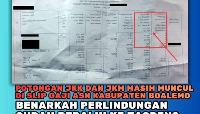 Potongan JKK dan JKM Masih Muncul di Slip Gaji ASN Kabupaten Boalemo, Benarkah Perlindungan Sudah Beralih ke Taspen?