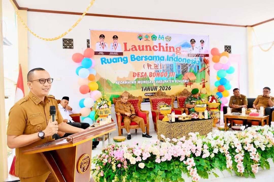 Peresmian program Desa Ramah Perempuan dan Peduli Anak (DRPPA) berbasis Program Ruang Bersama Indonesia (RBI) yang dipusatkan di Desa Bongo III, Kecamatan Wonosari, pada Senin 13 Juli 2026.