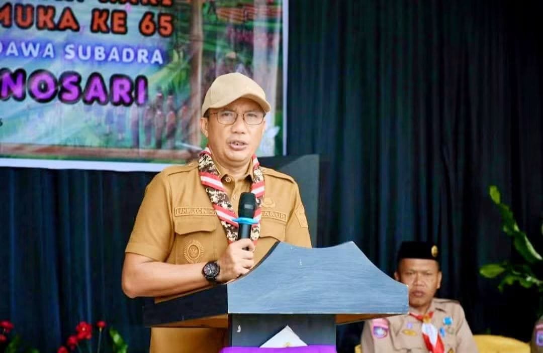Wakil Bupati Boalemo, Lahmuddin Hambali membuka perkemahan dalam rangka memperingati Hari Ulang Tahun (HUT) Gerakan Pramuka ke-65 Tahun 2026, Selasa 14 Juli 2026.