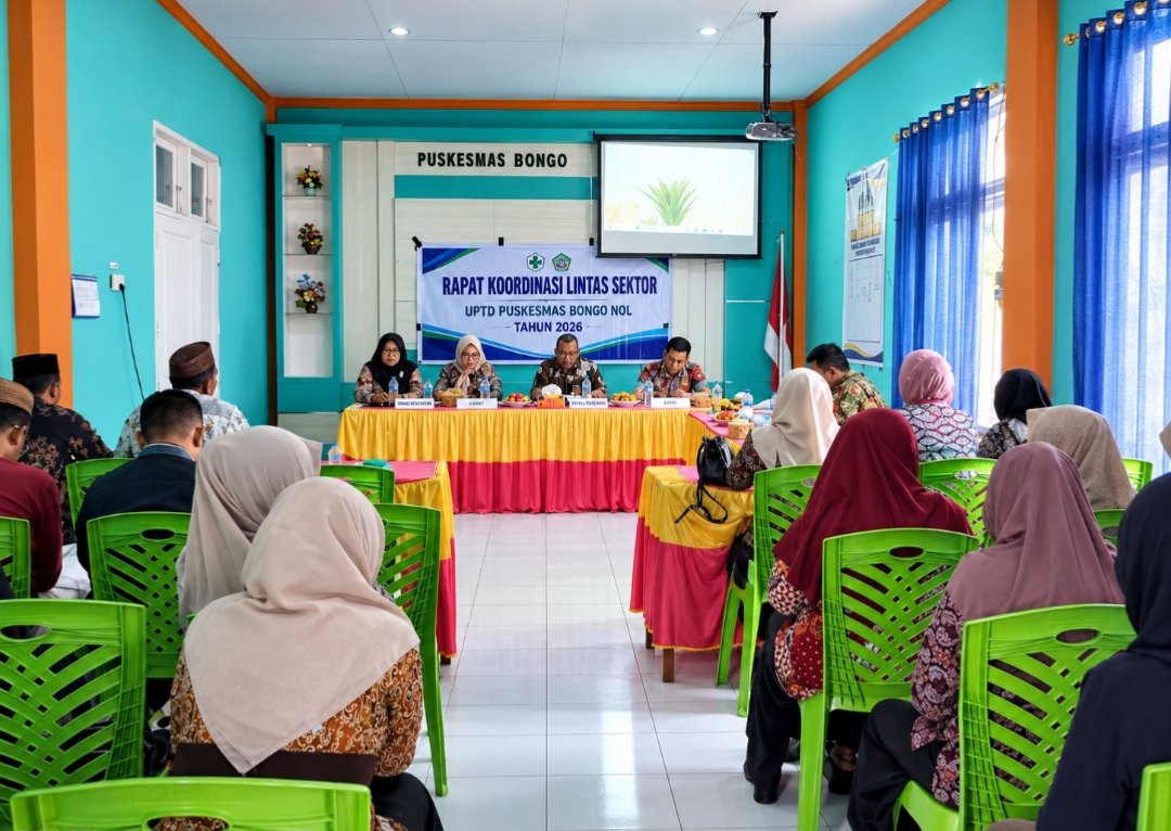 Rapat Koordinasi Lintas Sektor di UPTD Puskesmas Bongo Nol, Jumat 23 Oktober 2026.